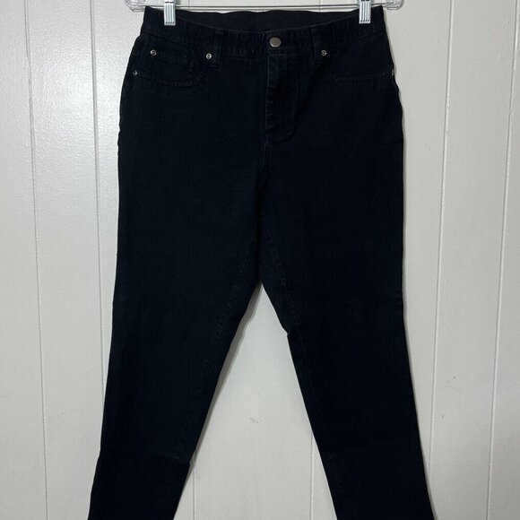 Chicos So Slimming Slim Jeans Womens 1 Regular Black Denim Flat Front Straight - Picture 1 of 10